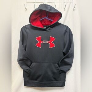Under Armour Hoodie Sweat Shirt Youth Medium Black Red 0111